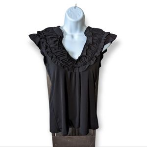 Trixxi Black Ruffled Cap Sleeve Top Juniors Size XL